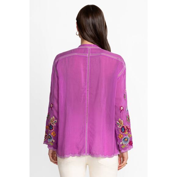 Johnny Was Women's Embellished Maude Blouse Long Sleeve Purple Size PXL NWT - Picture 4 of 12